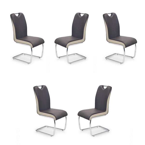 Pięć krzeseł ciemno brązowych champagne - 7237