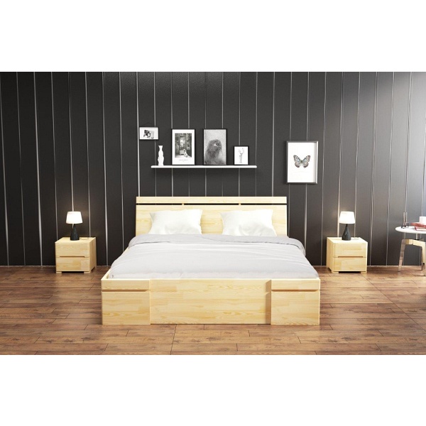 Łóżko drewniane sosnowe z 4 szufladami Sparta Maxi & Dr - Skandica