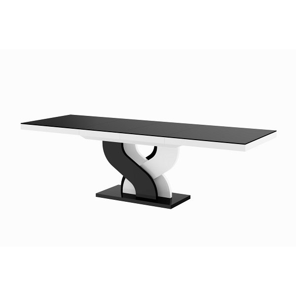 Stół Bella rozkładany czarny blat / czarno - białe nogi - Hubertus Meble