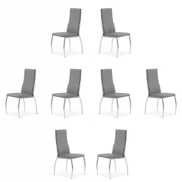 Osiem krzeseł popielatych / chrom - 6803