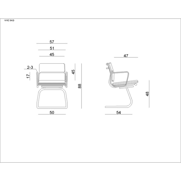 Krzesło biurowe Wye Skid HL skóra naturalna - Unique