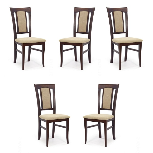 Pięć krzeseł ciemny orzech tapicerowanych - 2265