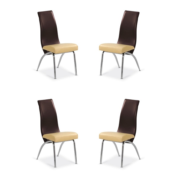 Cztery krzesła beż / ciemny brąz - 6993