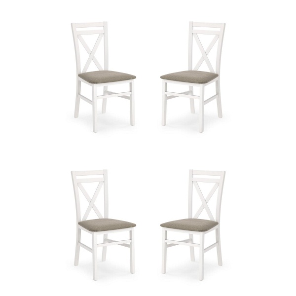 Cztery krzesła tapicerowane  białe  - 5189