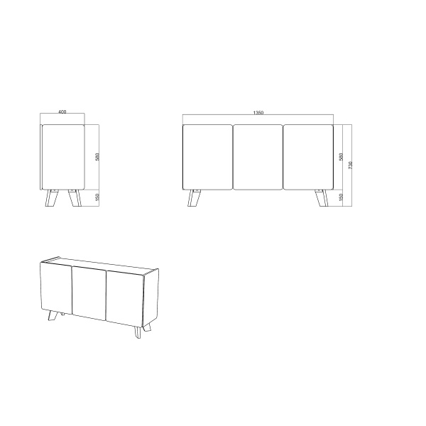 Komoda Lett LT01 Biel + Złoty Dąb