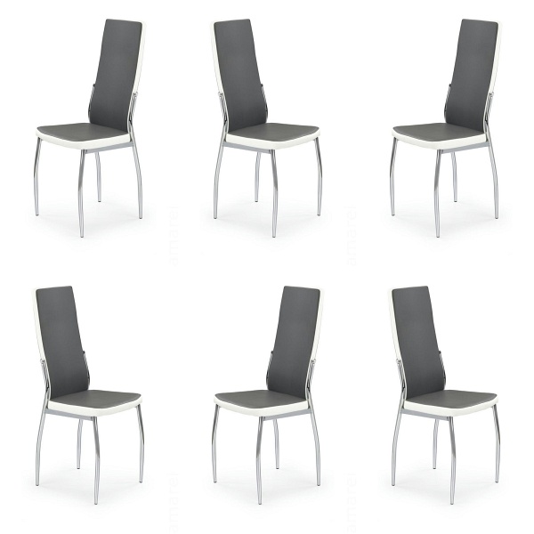 Sześć krzeseł popielato - białych - 0060