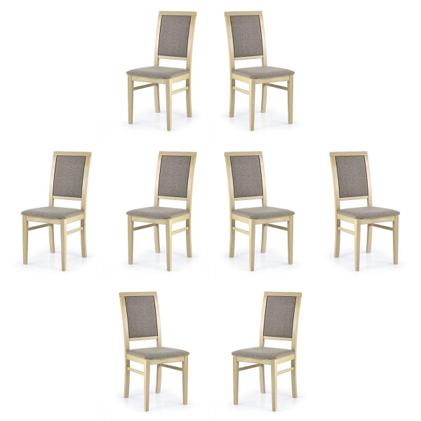 Osiem krzeseł dąb sonoma tapicerowanych - 3543