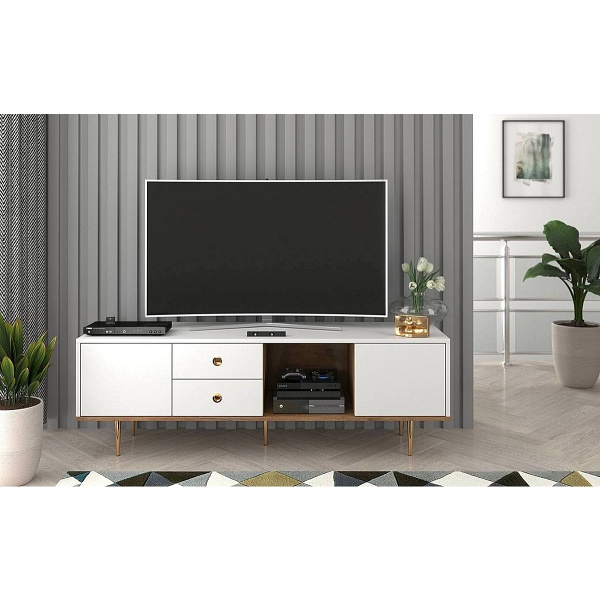 BIAŁA NOWOCZESNA SZAFKA RTV SKANDICA HARMONI