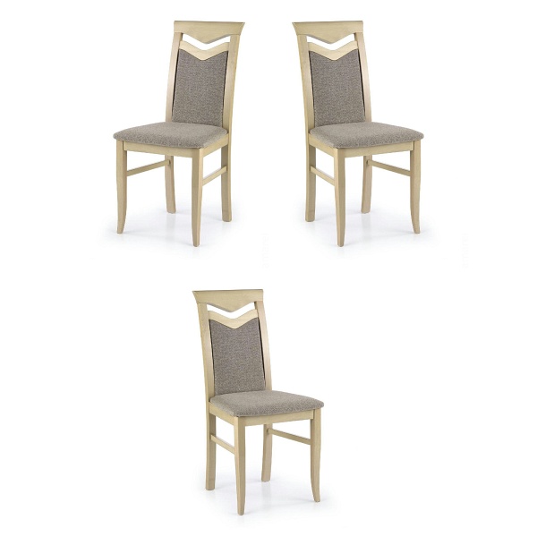 Trzy krzesła tapicerowane dąb sonoma  - 3802