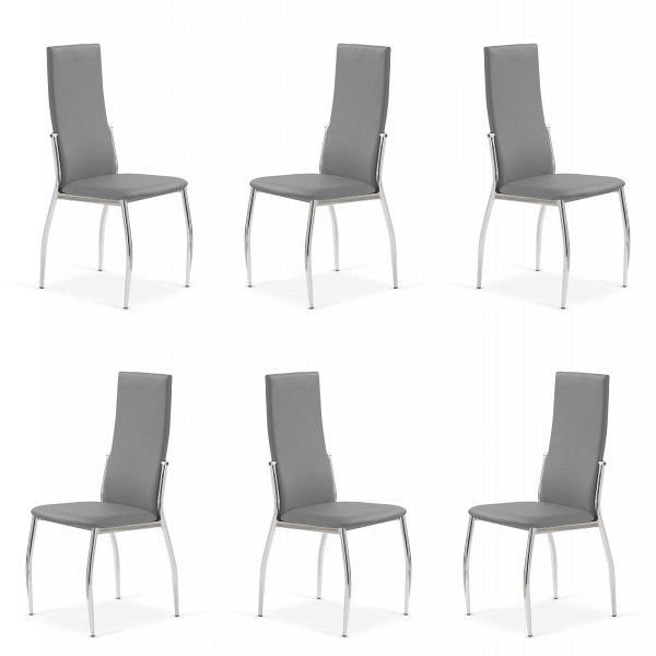 Sześć krzeseł popielatych / chrom - 6803