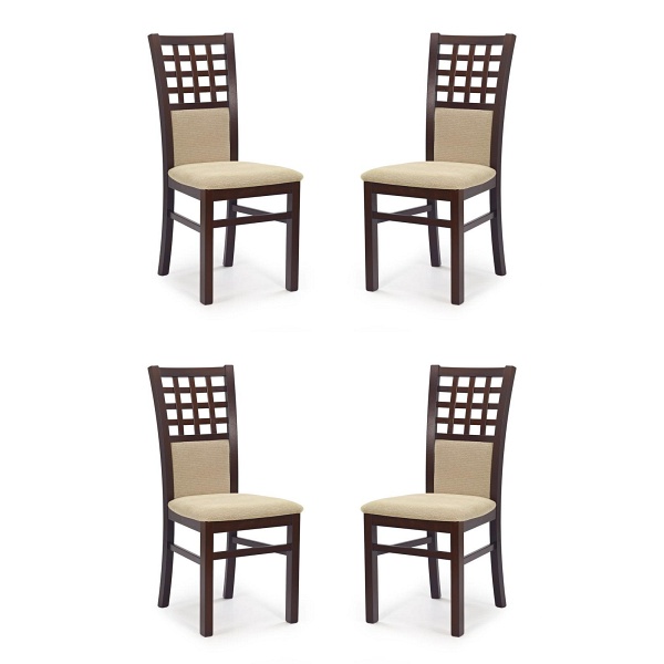 Cztery krzesła tapicerowane  ciemny orzech - 2432