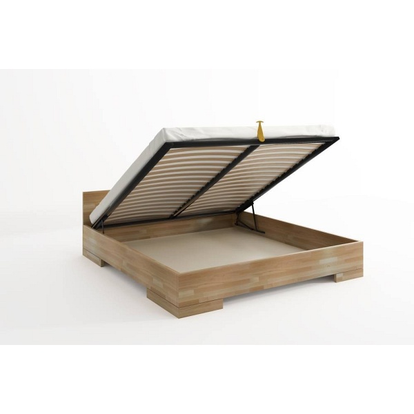 Łóżko drewniane bukowe ze skrzynią na pościel SPECTRUM Maxi & Long ST 120x220cm - Skandica