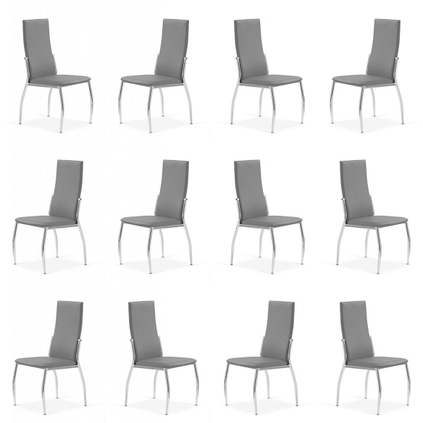 Dwanaście krzeseł popielatych / chrom - 6803