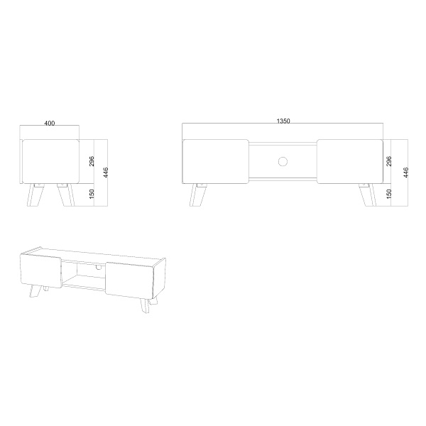 Komoda Rtv Lett LT02 Biel + Złoty Dąb