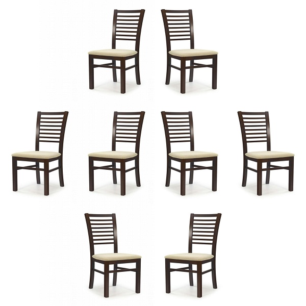 Osiem krzeseł ciemny orzech tapicerowanych - 2470