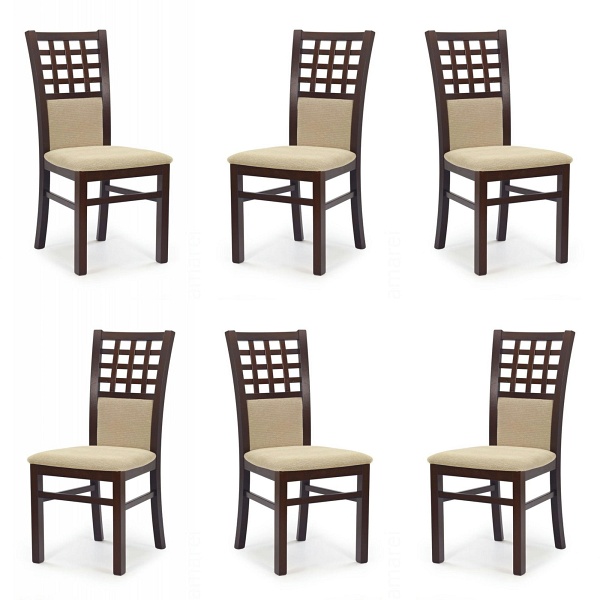 Sześć krzeseł ciemny orzech tapicerowanych - 2432