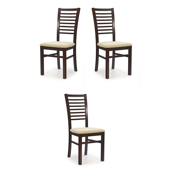 Trzy krzesła tapicerowane  ciemny orzech - 2470