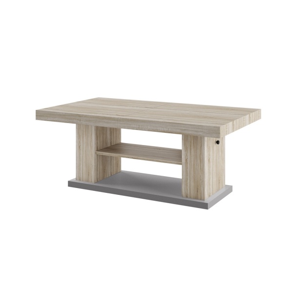 Ława Matera 2 blat/noga: biały połysk + podstawa: szary - Hubertus Meble