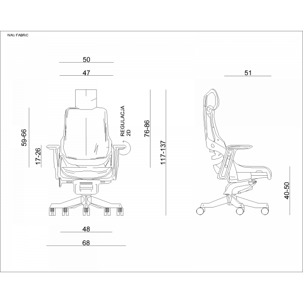 Fotel WAU czarny BL417 SLATEGREY - Unique