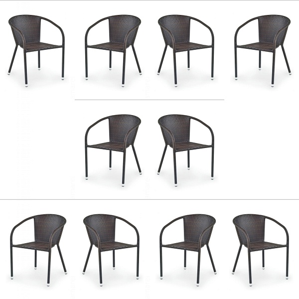 Dziesięć krzeseł ciemno brązowych - 6163