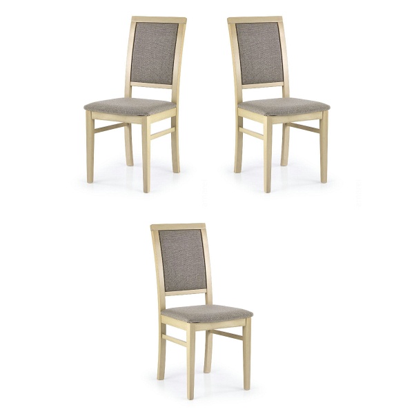 Trzy krzesła tapicerowane  dąb sonoma  - 3543