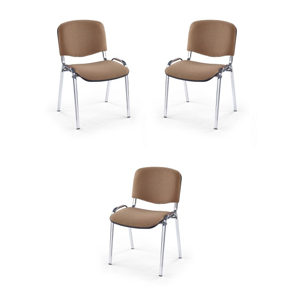Trzy krzesła chrom beżowe - 0041