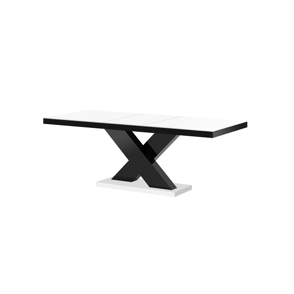 Stół rozkładany Xenon blat biały MAT + czarny - Hubertus Meble