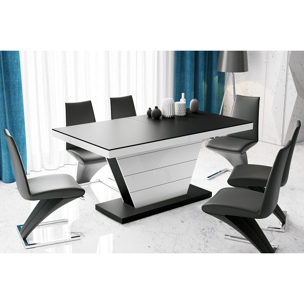 Stół Vega czarny Mat + biały Połysk - Hubertus Meble