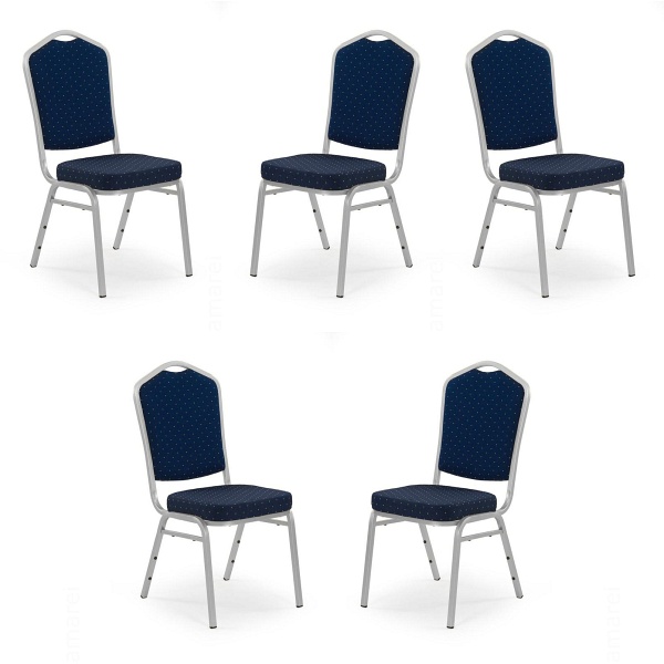 Pięć krzeseł niebieskich stelaż srebrny - 4137