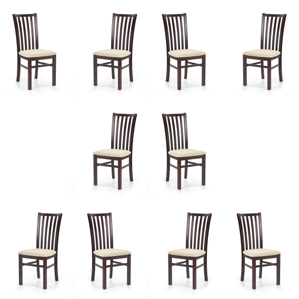 Dziesięć krzeseł tapicerowanych ciemny orzech - 5937