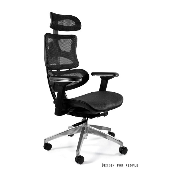 Fotel ERGOTECH czarny / podstawa chrom - Unique