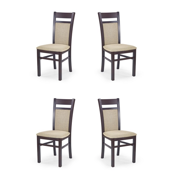 Cztery krzesła tapicerowane  ciemny orzech - 0992