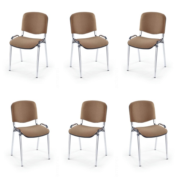 Sześć krzeseł chrom beżowych - 0041