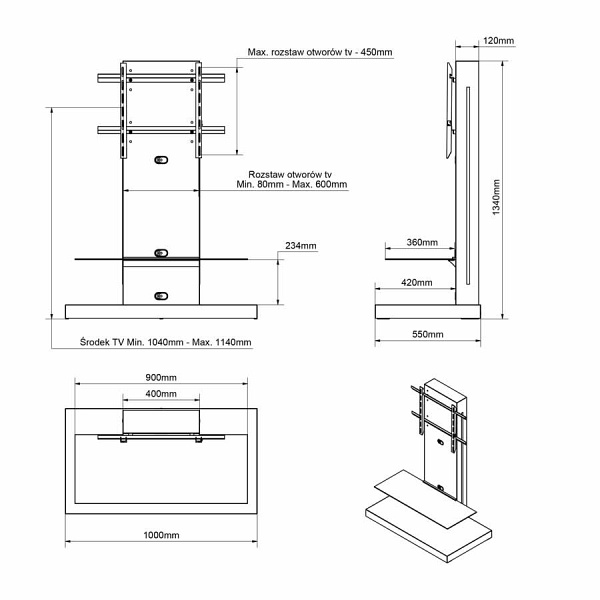 Stolik Rtv Marino Max biały połysk - Hubertus Meble