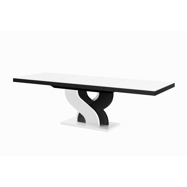 Stół Bella rozkładany biały blat / czarno - białe nogi - Hubertus Meble