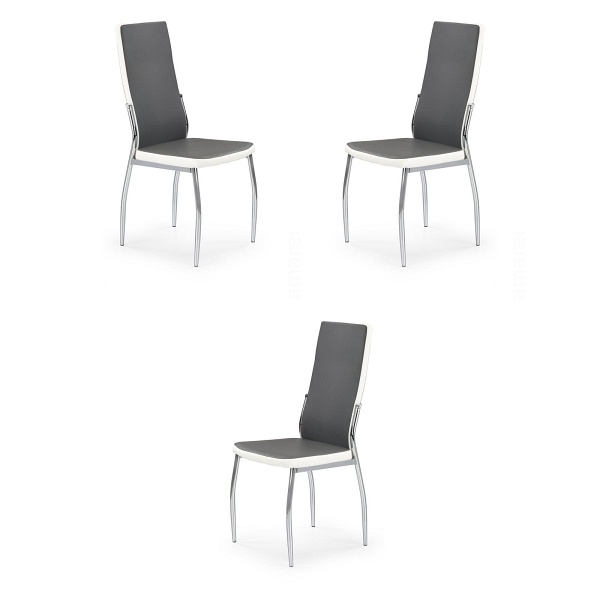 Trzy krzesła popielate białe - 0060