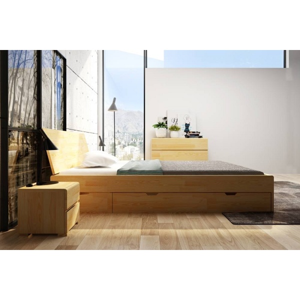 Łóżko drewniane sosnowe z szufladami Vestre Maxi & DR - Skandica
