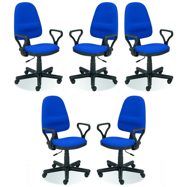 Pięć krzeseł biurowych  niebieskich - 6060