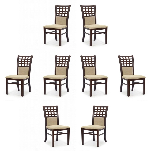 Osiem krzeseł ciemny orzech tapicerowanych - 2432