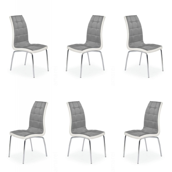 Sześć krzeseł popielato - białych - 1210
