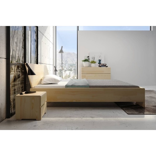 Łóżko drewniane sosnowe ze skrzynią na pościel Vestre Maxi &  ST - Skandica