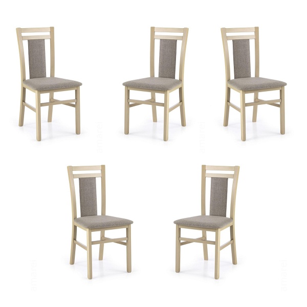 Pięć krzeseł dąb sonoma tapicerowanych - 3390