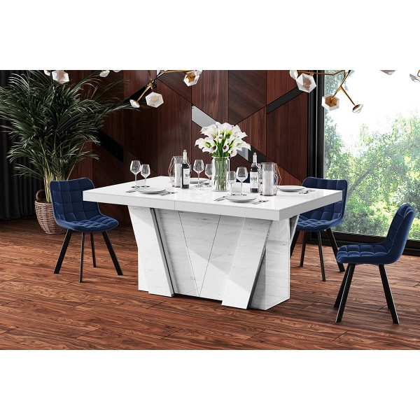 Stół rozkładany Grande biały wysoki połysk 160 - 412 cm