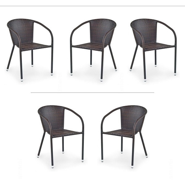 Pięć krzeseł ciemno brązowych - 6163