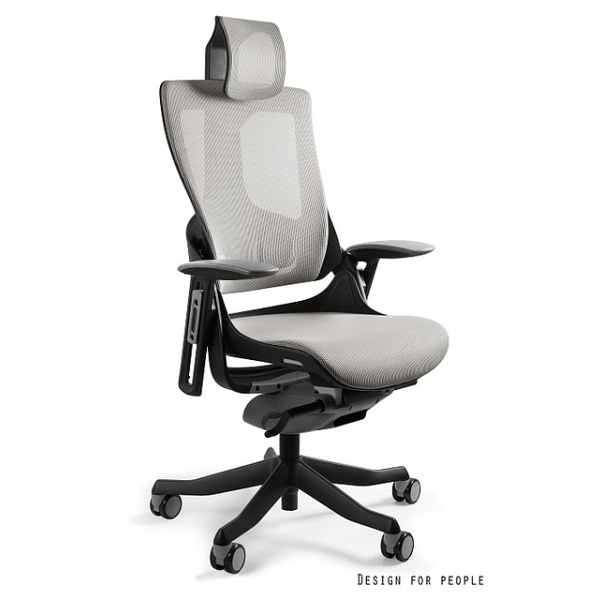 Fotel Wau 2 - czarny siatka / nw42 jasny szary - Unique