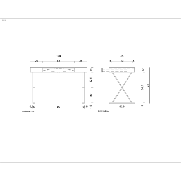 Biurko Zefir / czarny - Unique