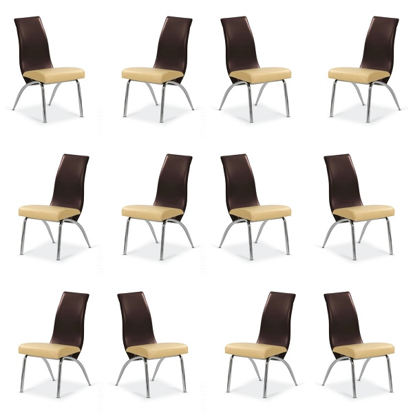 Dwanaście krzeseł beżowych / ciemno brązowych - 6993