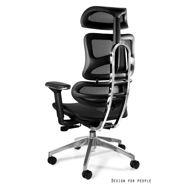 Fotel ERGOTECH czarny / podstawa chrom - Unique