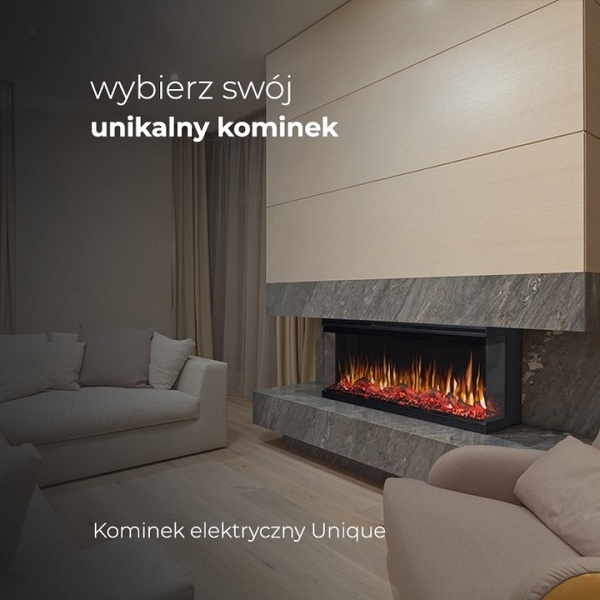 Kominek elektryczny Unique 166 do zabudowy / ścienny - Aflamo