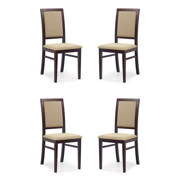 Cztery krzesła tapicerowane  ciemny orzech, - 2296